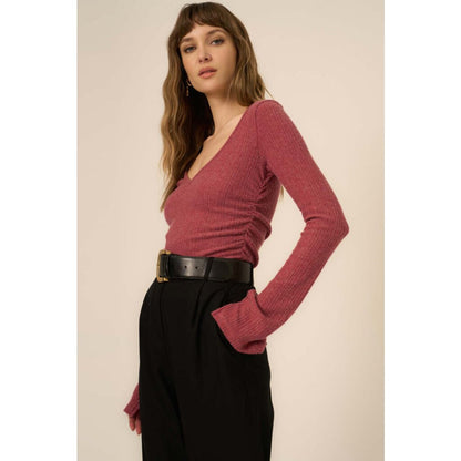 Opal Ruched Side Brushed V-Neck