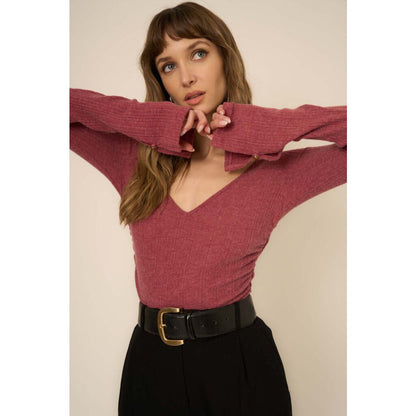 Opal Ruched Side Brushed V-Neck