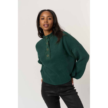Saturn Mixed Fleece Henley Sweatshirt