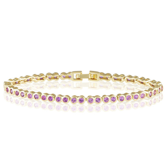 Bezel Tennis Bracelet Pink