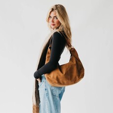 Hazel Shoulder Bag With Tassel Tan Suede