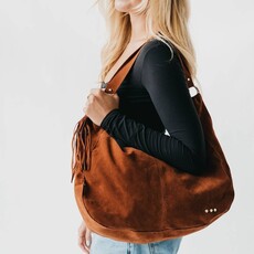 Hazel Shoulder Bag with Tassel Choclate Suede