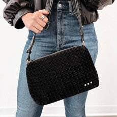 Suede Harper Shoulder Bag- Black
