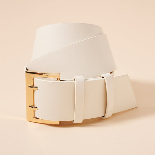 Wide Suede Waist Belt White