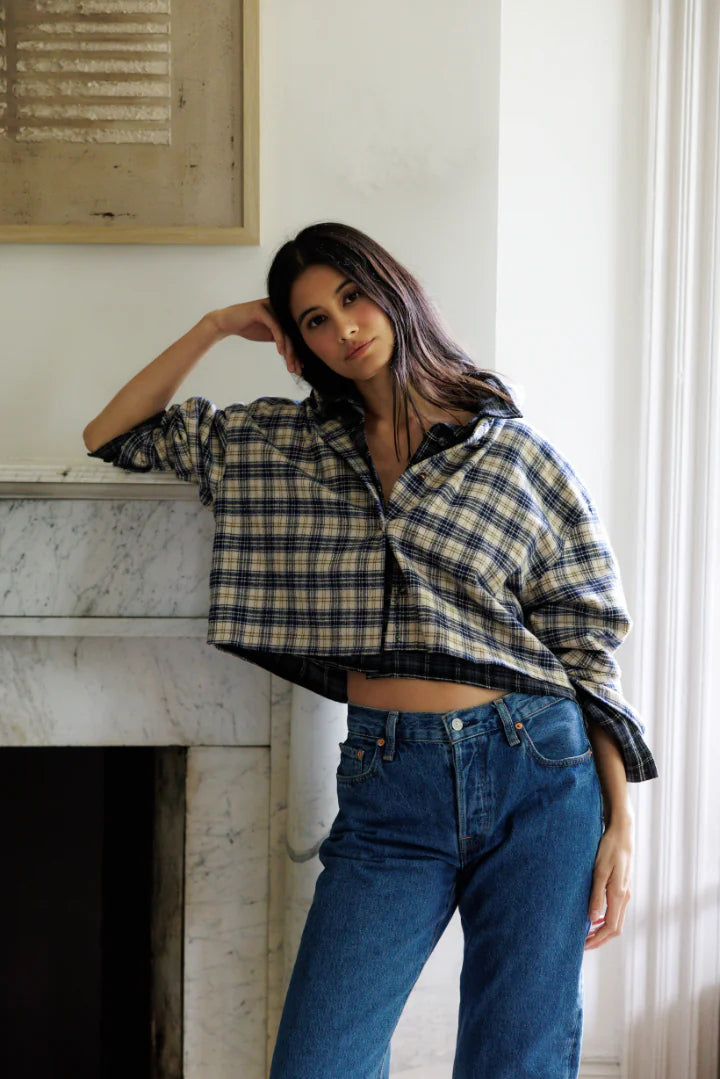 Tate Button Down Shirt-Sugar Plaid