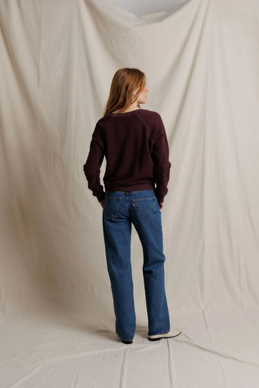 Zuri V Neck Sweatshirt-Cherry Lacquer